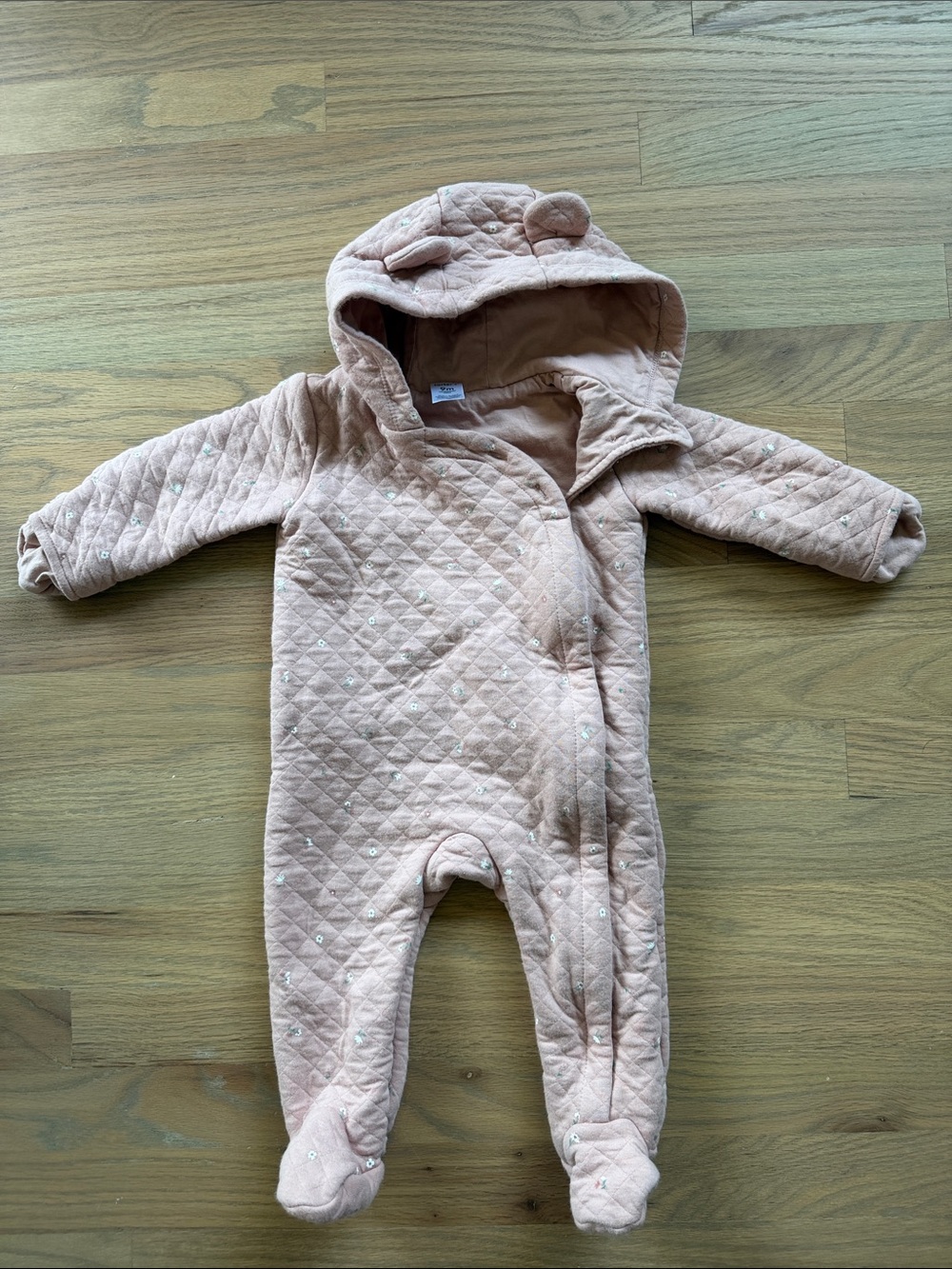 Carter’s Baby Girl 9M Quilted Cotton Hooded Bunting Pram Suit Floral Pink 9M